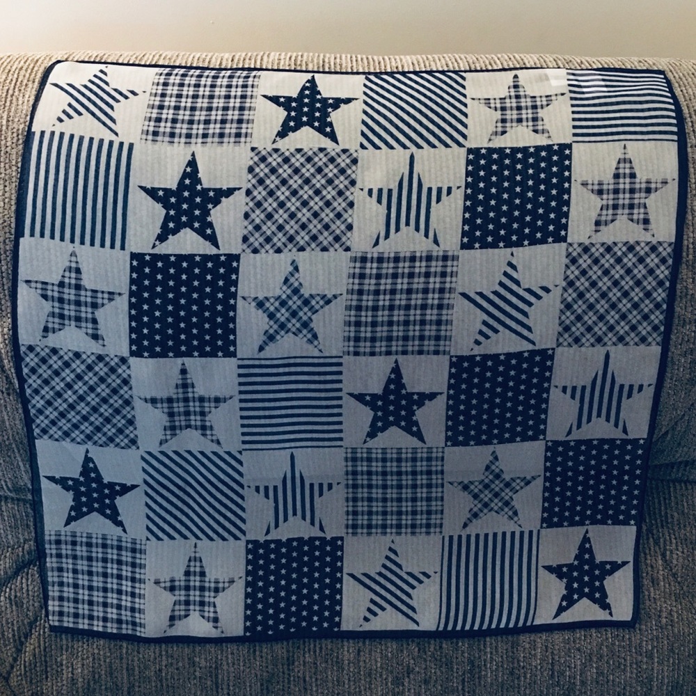 Talbots Star Scarf In Blue And White 100 Silk